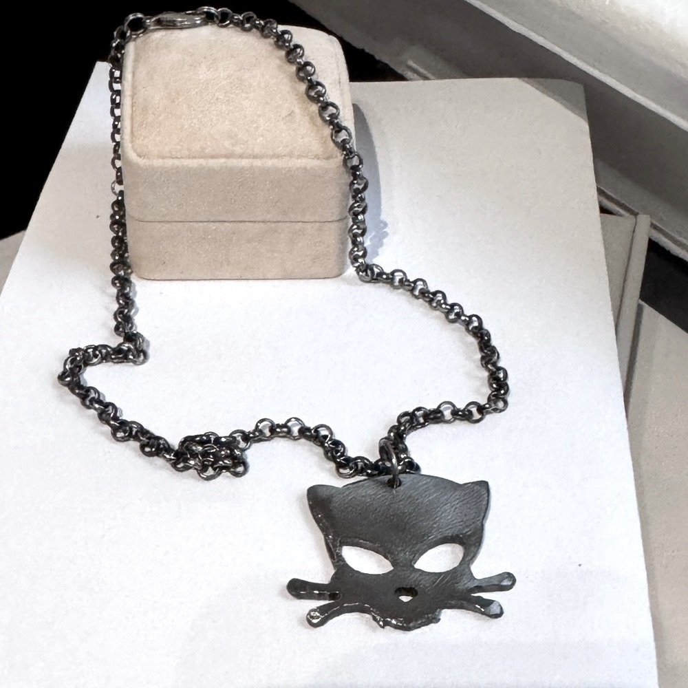 😈 WATTO Devil Kitty Necklace | Signed Artist Jewelry | Gothic Punk Cat Pendant
